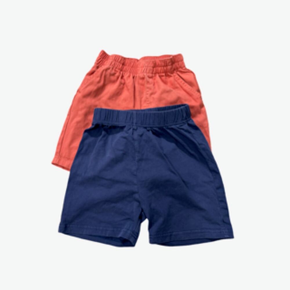 Boys Size 5 Cotton Shorts Lot 2 Pairs Orange Navy Elastic Waist KidsHeadquarters